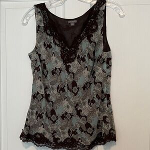 Blue, Cream and Chocolate Brown Trim Tank Top